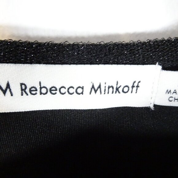 RM Rebecca Minkoff Tank Top Size M Black Metallic Sparkly Party Sleeveless - Picture 4 of 6